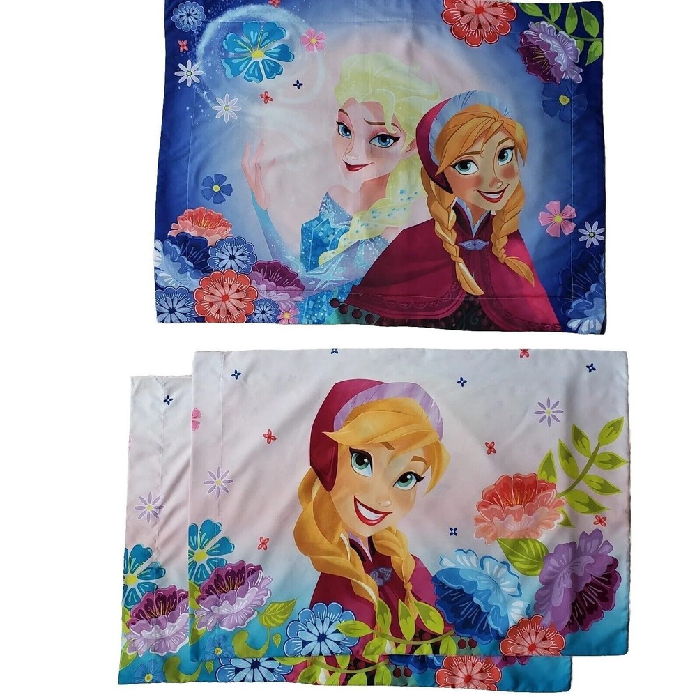 Disney FROZEN Elsa Anna Pillow Sham And a Set of 2 Double Sided Pillow Cases